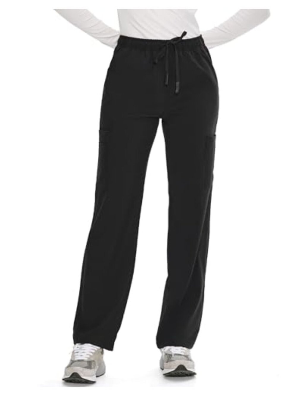 Straight Leg Scrub Pants for Women, 6 Pockets, Drawstring, Stretch